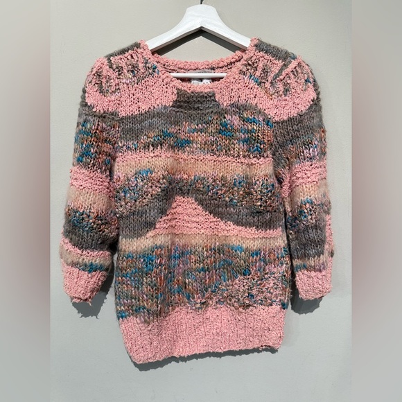 Vintage FINE FEATHERS Knitted By Hand  Wool Blend Women M Multicolor Bohemian - Picture 13 of 13